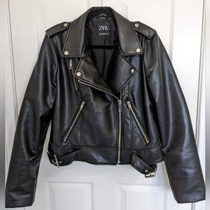 Zara Faux Leather Biker Jacket XL